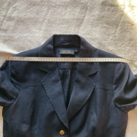 Luisa Spagnoli short sleeve linen top, blue, medium - Picture 9 of 11